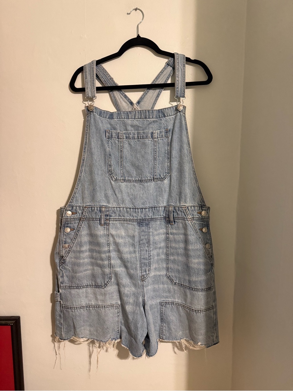 American Eagle Outfitters Light Wash Denim Kids Short Overalls